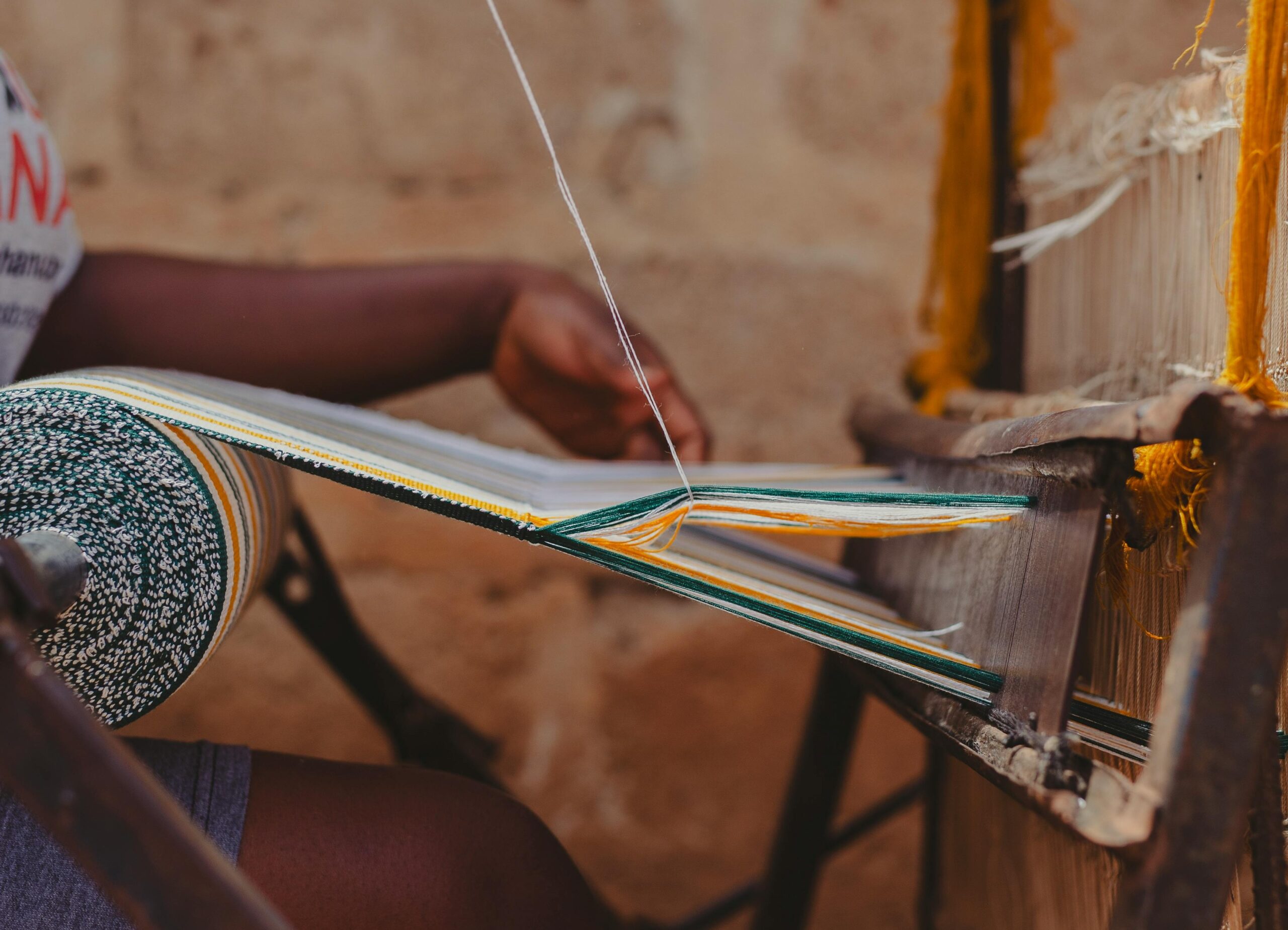 Traditional Bolga strip loom weaving